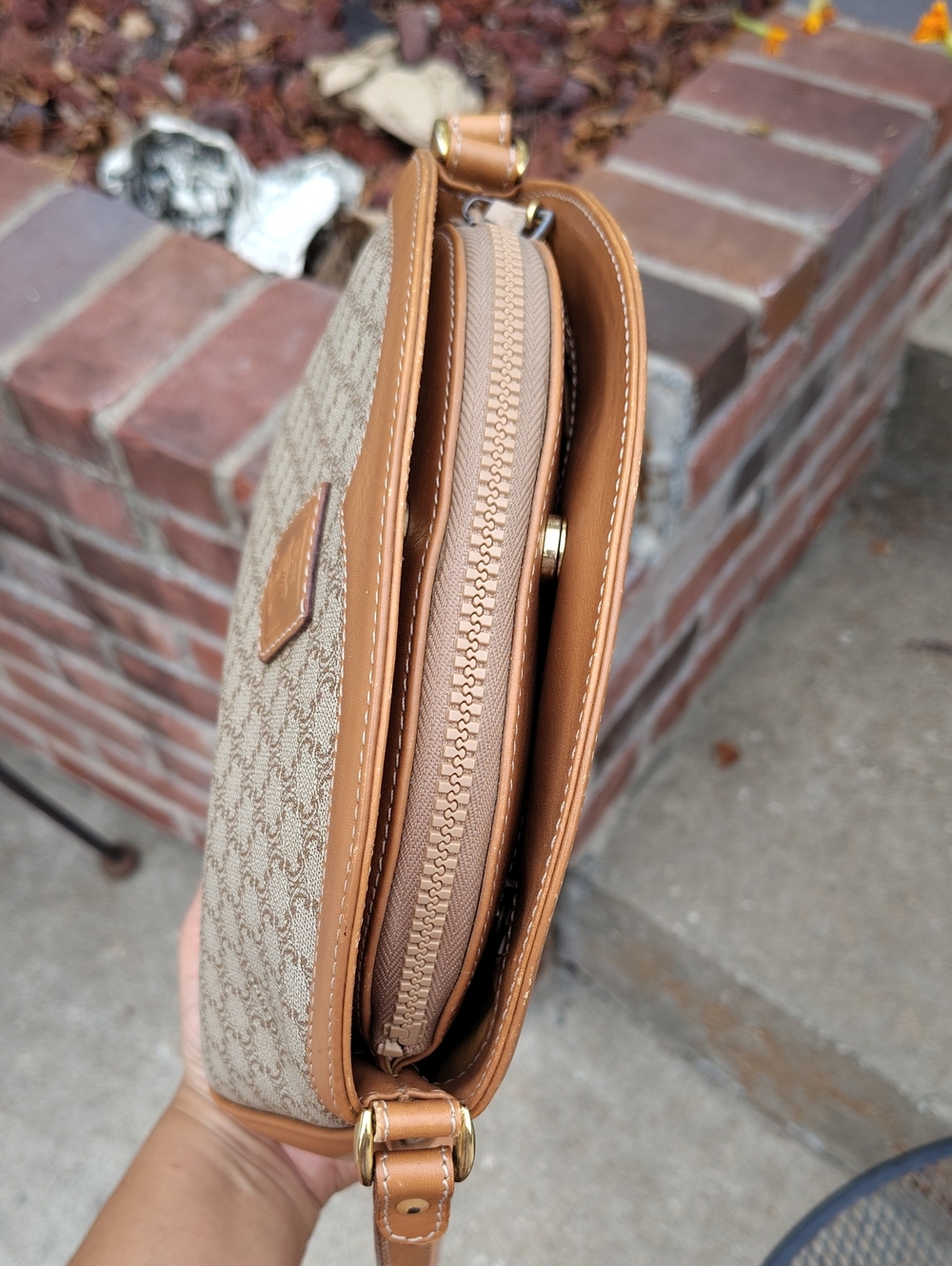 Vintage Celine Macadam Leather Coated Canvas Crossbody Bag Classic Luxury 80s - Picture 7 of 16